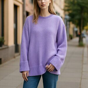 NWT WE WORE WHAT Oversize Crew Sweater LILAC M/L